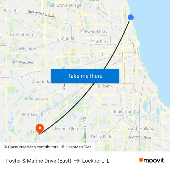 Foster & Marine Drive (East) to Lockport, IL map