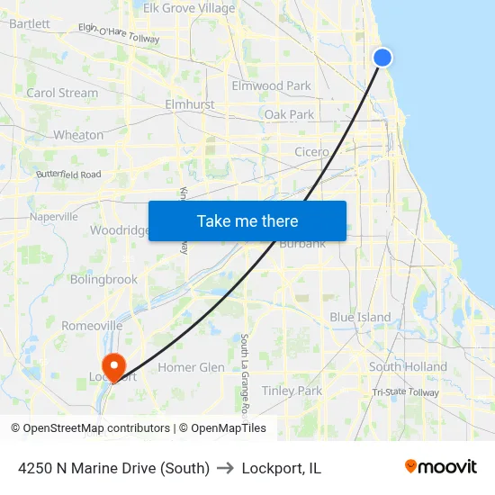4250 N Marine Drive (South) to Lockport, IL map