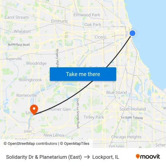 Solidarity Dr & Planetarium (East) to Lockport, IL map
