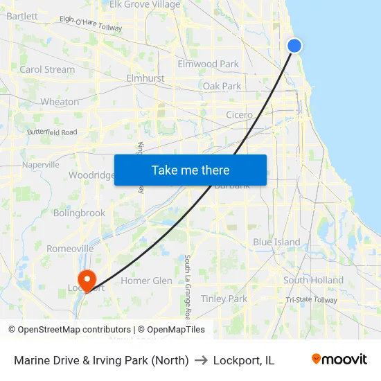 Marine Drive & Irving Park (North) to Lockport, IL map