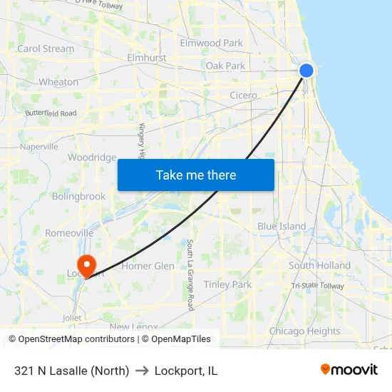321 N Lasalle (North) to Lockport, IL map