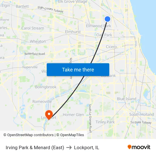 Irving Park & Menard (East) to Lockport, IL map
