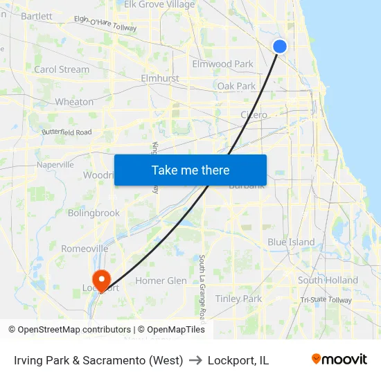 Irving Park & Sacramento (West) to Lockport, IL map