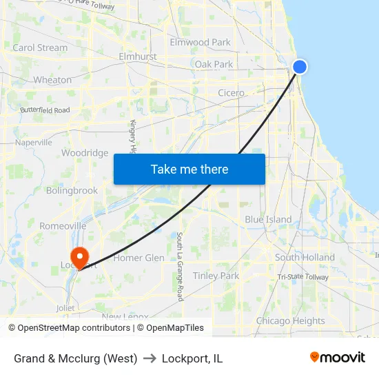 Grand & Mcclurg (West) to Lockport, IL map