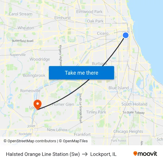 Halsted Orange Line Station (Sw) to Lockport, IL map