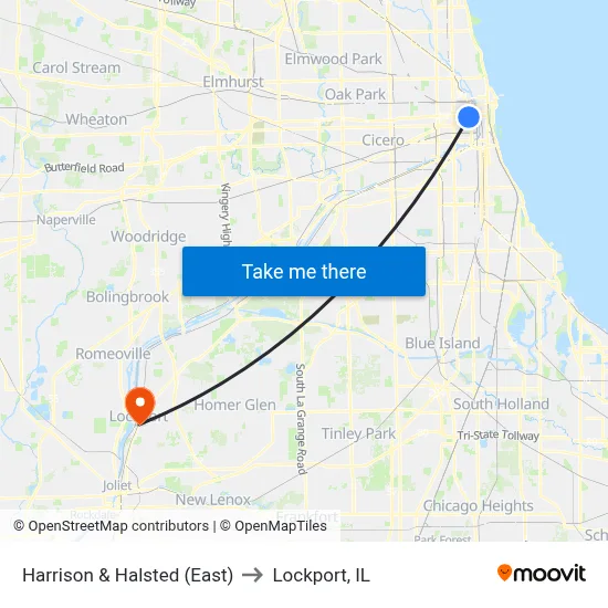 Harrison & Halsted (East) to Lockport, IL map