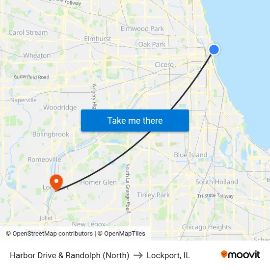 Harbor Drive & Randolph (North) to Lockport, IL map