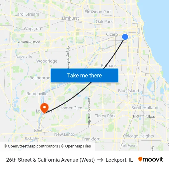 26th Street & California Avenue (West) to Lockport, IL map