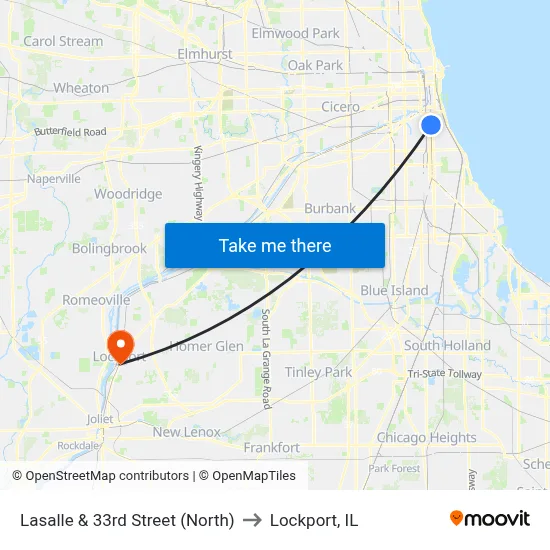 Lasalle & 33rd Street (North) to Lockport, IL map