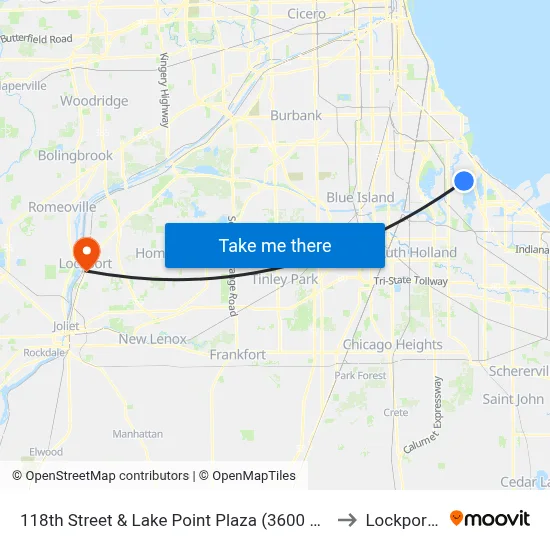 118th Street & Lake Point Plaza (3600 E) (West) to Lockport, IL map