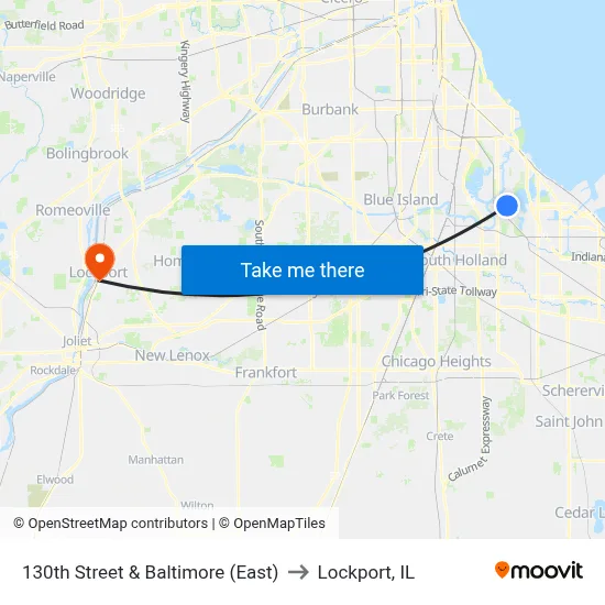 130th Street & Baltimore (East) to Lockport, IL map