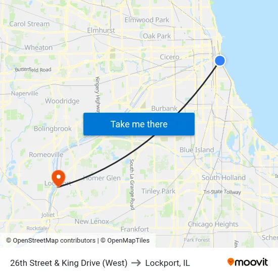 26th Street & King Drive (West) to Lockport, IL map