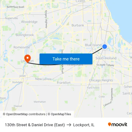 130th Street & Daniel Drive (East) to Lockport, IL map