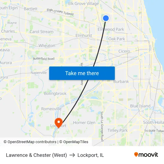 Lawrence & Chester (West) to Lockport, IL map
