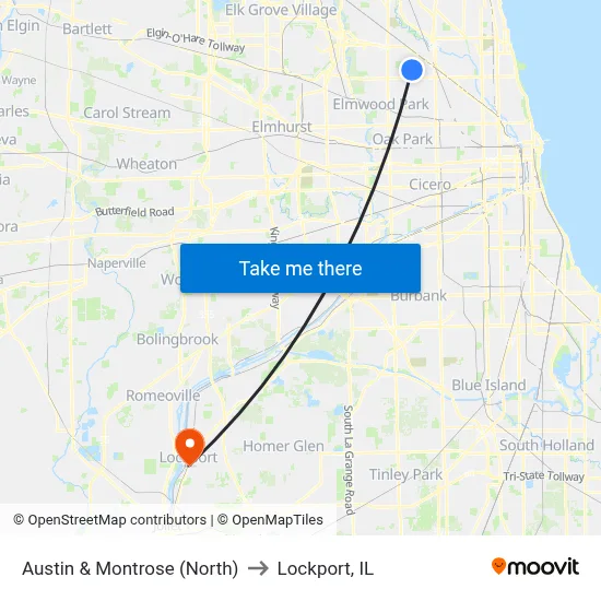 Austin & Montrose (North) to Lockport, IL map