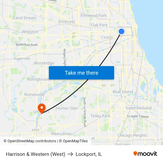 Harrison & Western (West) to Lockport, IL map