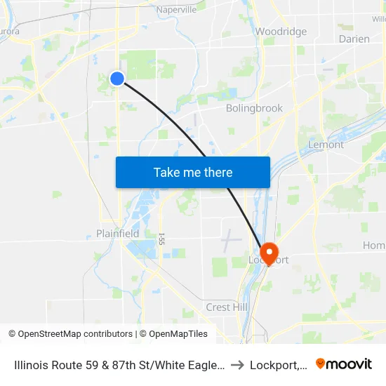Illinois Route 59 & 87th St/White Eagle Dr to Lockport, IL map