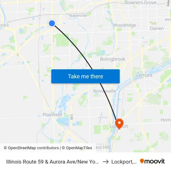 Illinois Route 59 & Aurora Ave/New York St to Lockport, IL map