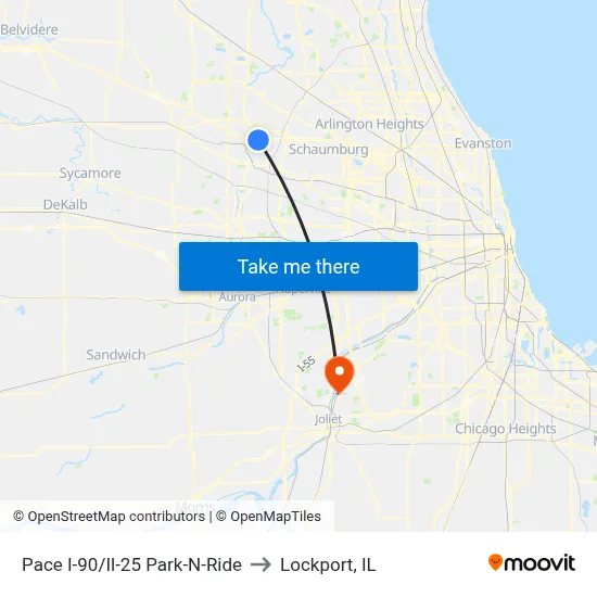 Pace I-90/Il-25 Park-N-Ride to Lockport, IL map