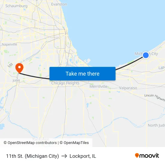11th St. (Michigan City) to Lockport, IL map