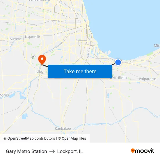 Gary Metro Station to Lockport, IL map