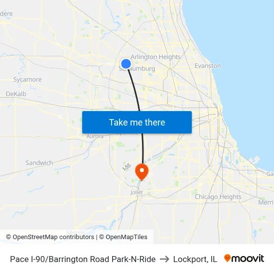 Pace I-90/Barrington Road Park-N-Ride to Lockport, IL map