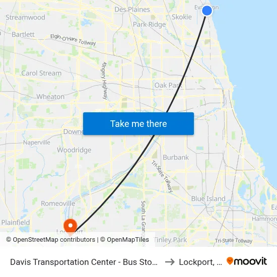 Davis Transportation Center - Bus Stop C to Lockport, IL map