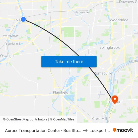 Aurora Transportation Center - Bus Stop C to Lockport, IL map