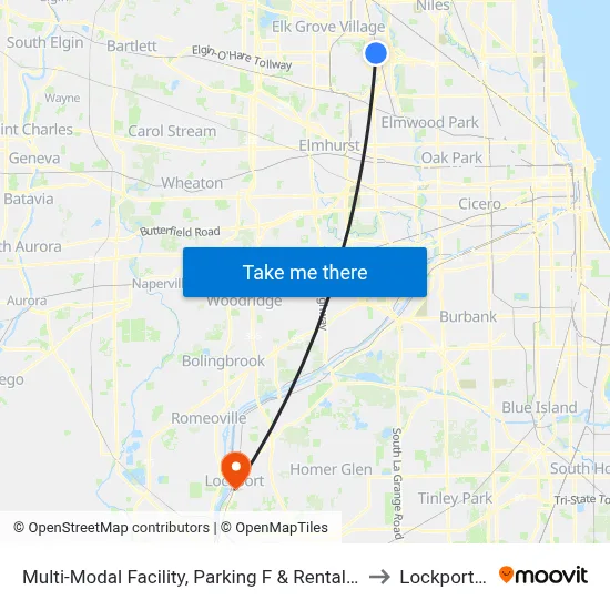 Multi-Modal Facility, Parking F & Rental Cars to Lockport, IL map