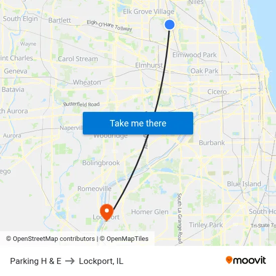 Parking H & E to Lockport, IL map