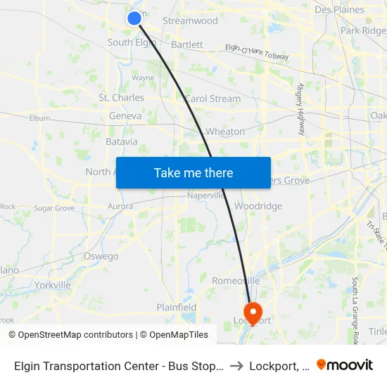 Elgin Transportation Center - Bus Stop D to Lockport, IL map