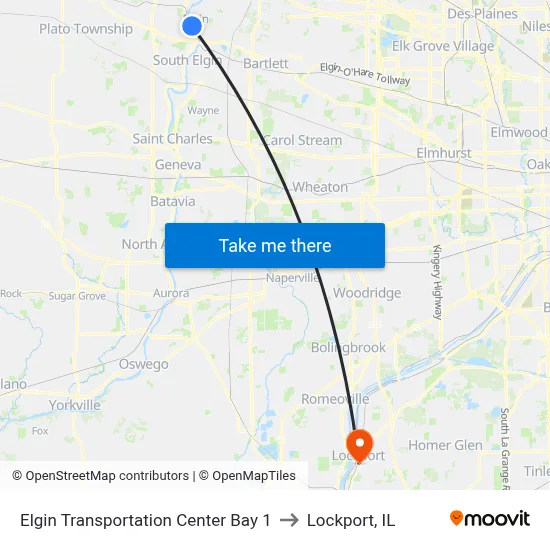 Elgin Transportation Center Bay 1 to Lockport, IL map