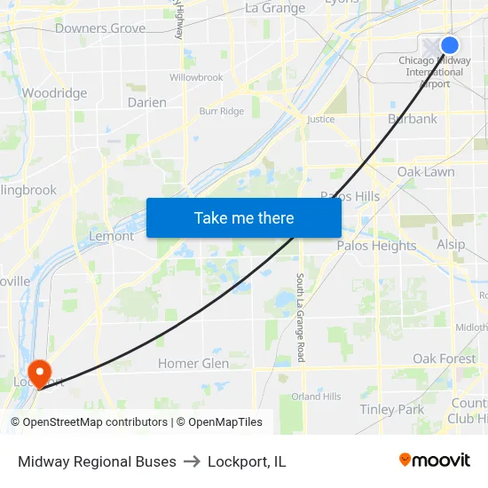 Midway Regional Buses to Lockport, IL map