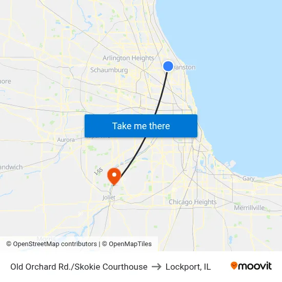 Old Orchard Rd./Skokie Courthouse to Lockport, IL map