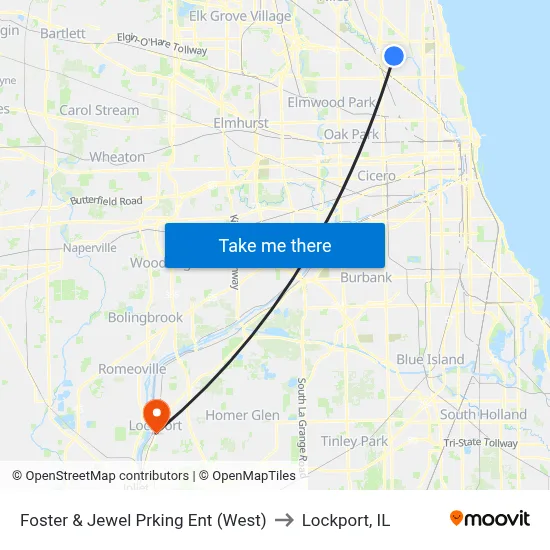 Foster & Jewel Prking Ent (West) to Lockport, IL map