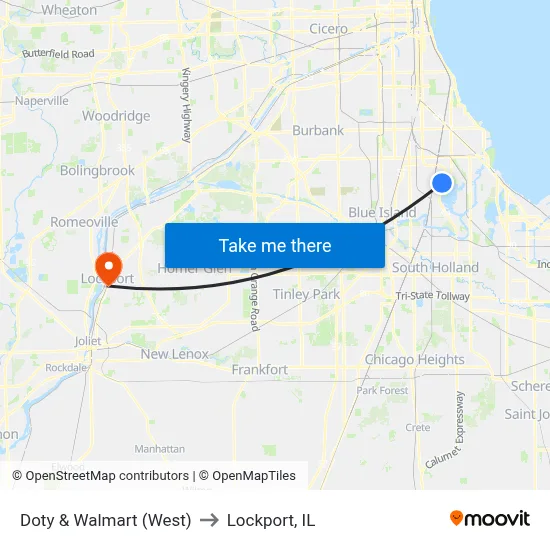 Doty & Walmart (West) to Lockport, IL map