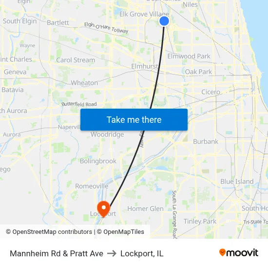 Mannheim Rd & Pratt Ave to Lockport, IL map