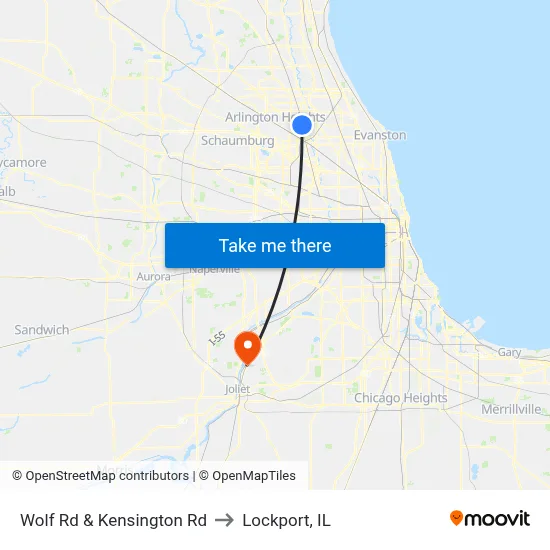 Wolf Rd & Kensington Rd to Lockport, IL map