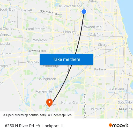 6250 N River Rd to Lockport, IL map