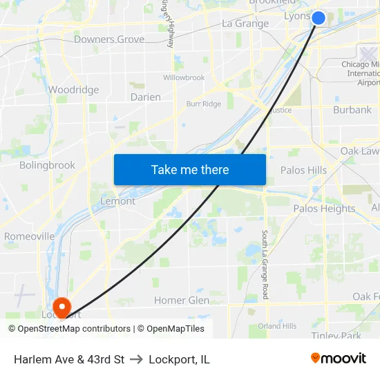 Harlem Ave & 43rd St to Lockport, IL map
