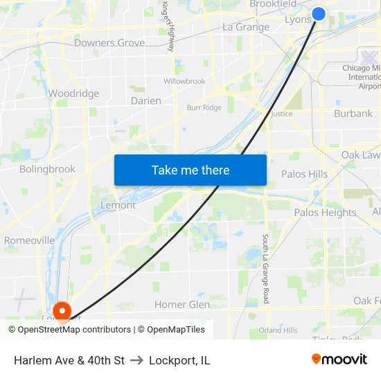 Harlem Ave & 40th St to Lockport, IL map