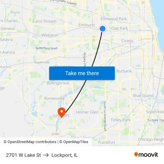 2701 W Lake St to Lockport, IL map