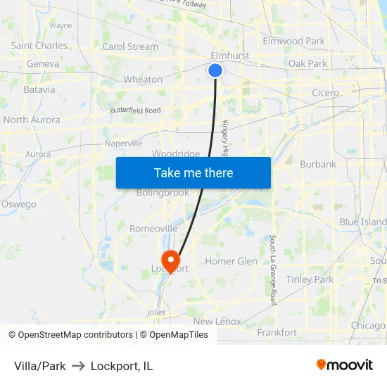 Villa/Park to Lockport, IL map
