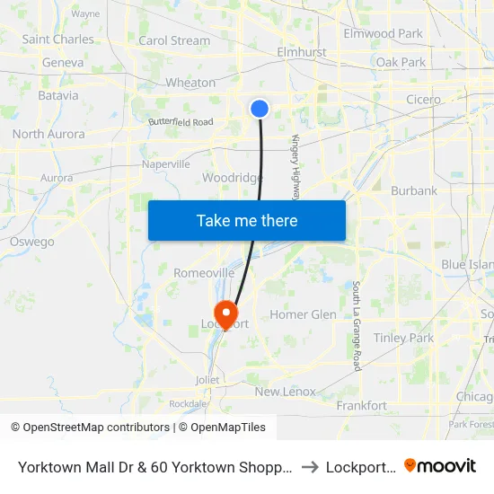 Yorktown Mall Dr & 60 Yorktown Shopping Ctr to Lockport, IL map