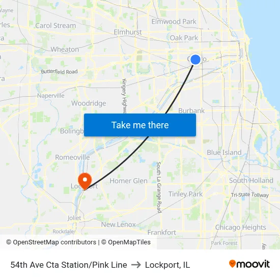 54th Ave Cta Station/Pink Line to Lockport, IL map