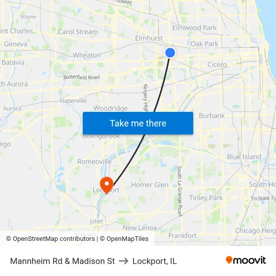 Mannheim Rd & Madison St to Lockport, IL map