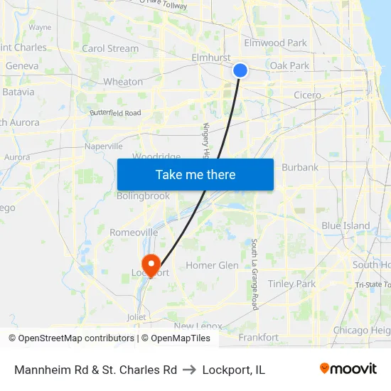 Mannheim Rd & St. Charles Rd to Lockport, IL map