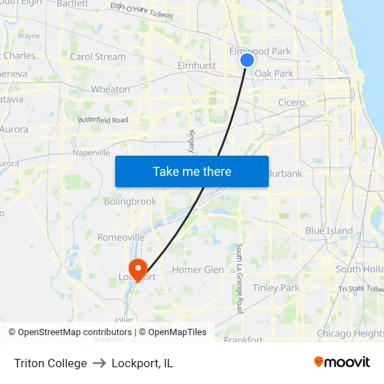 Triton College to Lockport, IL map