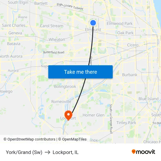 York/Grand (Sw) to Lockport, IL map