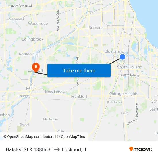 Halsted St & 138th St to Lockport, IL map